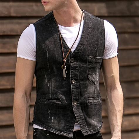 men's casual waistcoat with jeans.